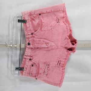 01574 Jesse Jeans red distressed jean shorts 28